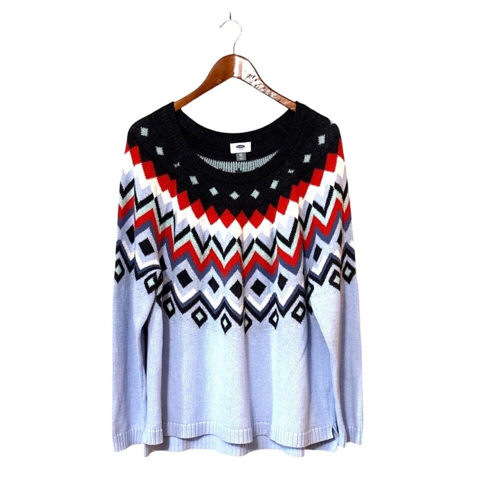 Old Navy XXL Fair Isle Knit Sweater Cabincore Americana Nordic Ski